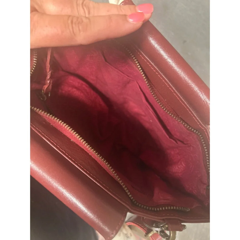 Trades of Hope Red Leather Crossbody Bag Marbled Resin Top Handle Satchel India